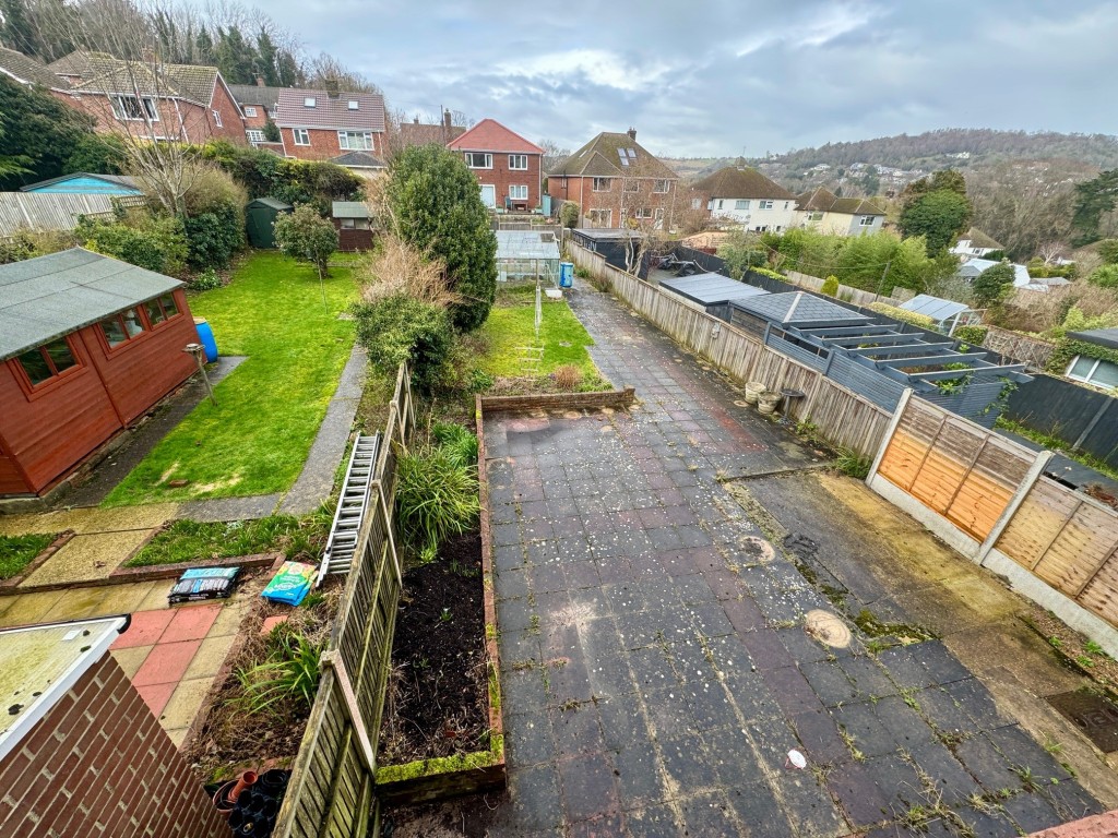 Lot: 126 - THREE-BEDROOM SEMI IN POPULAR LOCATION - View of rear garden from rear bedroom window